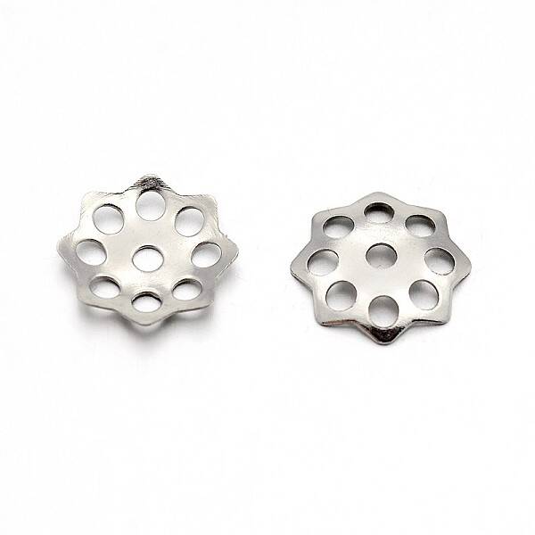 Tarnish Resistant Original Color 304 Stainless Steel Flower Bead Caps