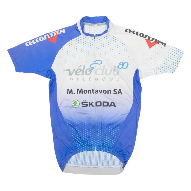 SKODA Cycling Mens Jersey Blue High Neck L