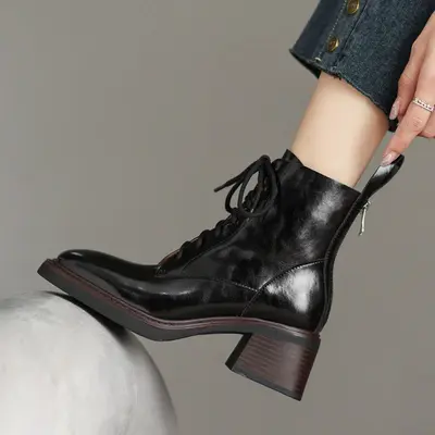 CHIKO Nicolasa Square Toe Block Heels Ankle Boots