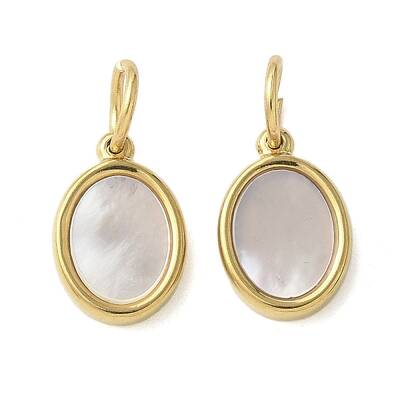 304 Stainless Steel Natural Paua Shell/White Shell Charms