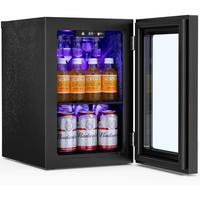 R.W.FLAME 18L Beverage Refrigerator Cooler 24Can, Mini Fridge with Quiet Compressor, LED Light,Freestanding Small Fridge with...