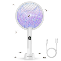 4100V Electric Fly Swatter, 1800mAh Rechargeable Battery, Mosquito Killer with Purple Light, 3-Layer Safety Mesh, Grey, bug z...