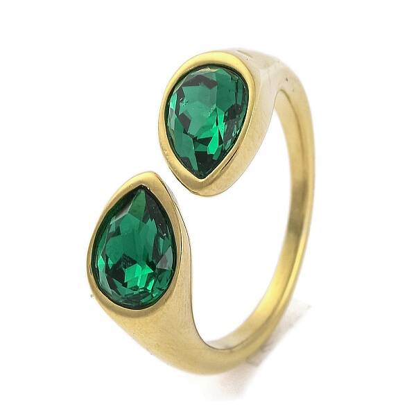 Ion Plating(IP) 304 Stainless Steel Rhinestone Teardrop Cuff Open for Women