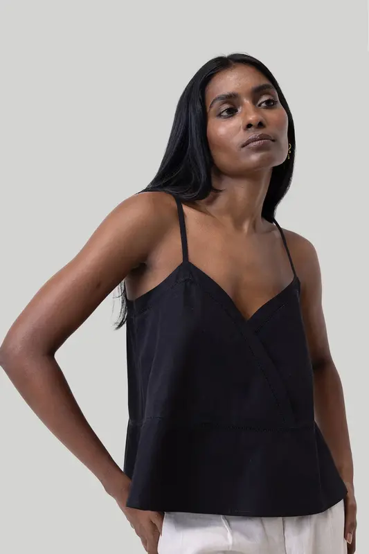 V-neck Lace Camisole in Black | Color: Black | Size: S
