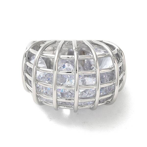 Brass Pave Cubic Zirconia  Open Cuff Rings for Women