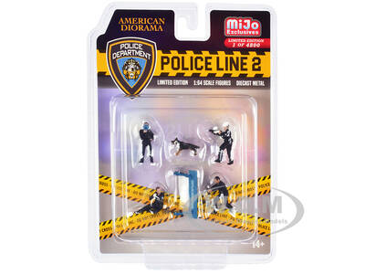Police Line 2 6 piece Diecast Set (4 Police Figures 1 Dog Figure and 1 Accessory) Limited Edition to 4800 pieces Worldwide fo...