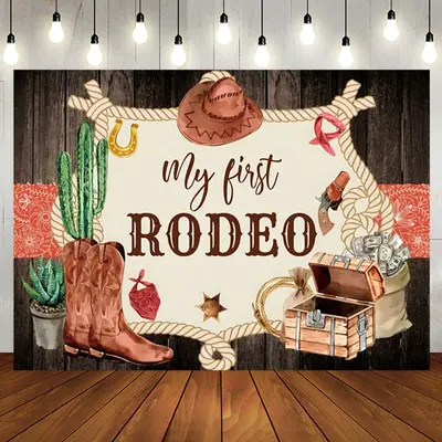 Aperturee Cowboy My First Rodeo Cowboy 1st Birthday Backdrop, 5X3FT(1.5X1M), 15.07 USD, birthday backdrops, NYHD1J05-E