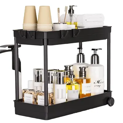 [New Deal] Under Sink Organizers and Storage, Bathroom Organization Cabinet Rack , Multi-Purpose Sliding Countertop Storage S...