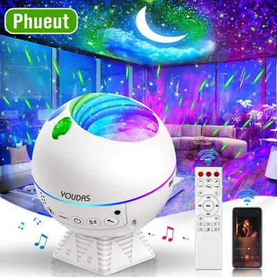 Phueut Star Projector, Aurora Projector with Moon Lamp, LED Nebula Projector, Bluetooth Speaker, 43 HD Colors for Kids, Adult...