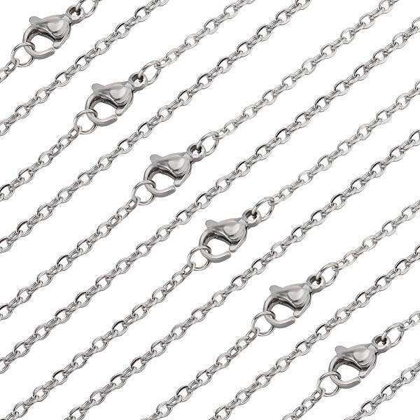 30Pcs 304 Stainless Steel Flat Cable Chain Necklaces Set for Men Women