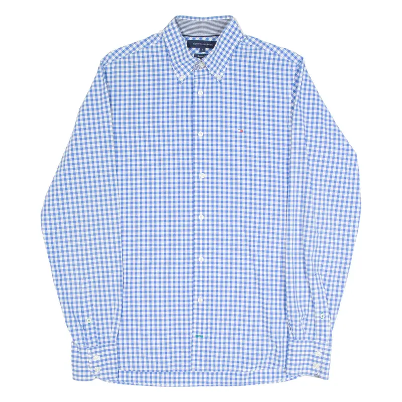 TOMMY HILFIGER Mens Shirt Blue Gingham Long Sleeve S