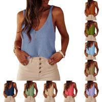 FMEYOA Womens Knit Sweater Tank Tops Casual Summer V Neck Loose Fit Sleeveless Camisole Shirts