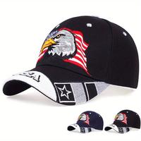 Unisex USA US Flag Eagle Embroidered Baseball Cap Outdoor Sport Adjustable Sunscreen Leisure Hat Spring Autumn Travel Tourism...