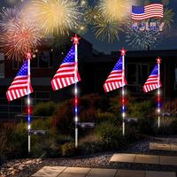 Solar Powered American Flag Pathway Lanterns, Star Decorations, Solar Patio Lights for Memorial Day, Fourth Of July, Veterans...