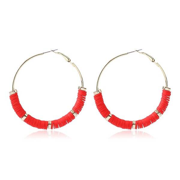 Bohemia Style Colorful Clay Beads Hoop Earrings
