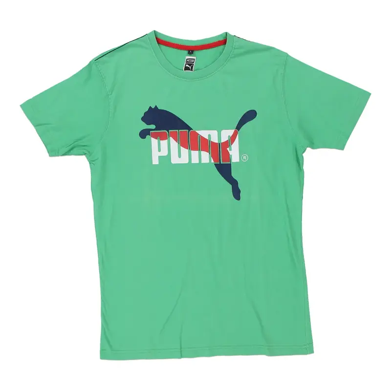 Puma Spellout T-Shirt - Large Green Cotton