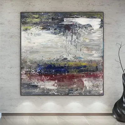Abstract Landscape Painting Canvas Colorful Wall Art Vivid Color Painting Heavy Textured Wall Art White Artwork Modern Fine A...