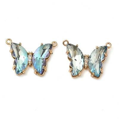Brass Pave Faceted Glass Connector Charms