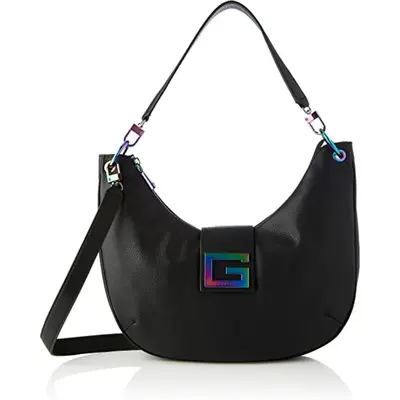 Guess, Brightside, Polyurethane, Fabric Bag, Large Hobo, Black, Women