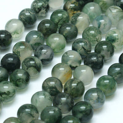 Natural Moss Agate Beads Strands
