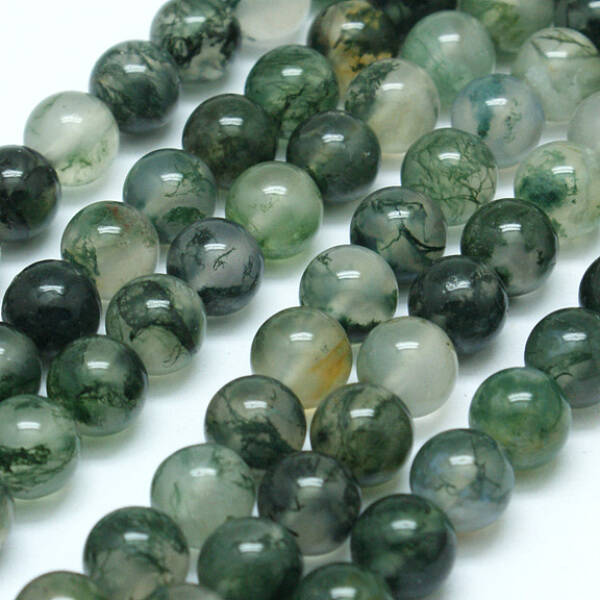 Natural Moss Agate Beads Strands