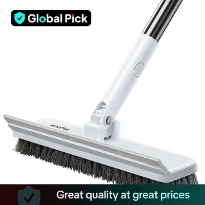 Long Handle Scrub Brush, Stiff Bristle Floor Scrubber, Floor Scrubbing Brush, Household Cleaning Tool for Bathroom, Carpet, W...