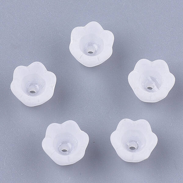 6-Petal Transparent Acrylic Bead Caps