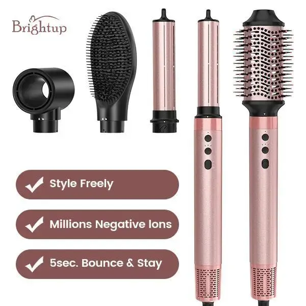 5 in 1 Curling Wand Set Upgraded,Straightener Brush,Automatic Air Curling Iron, Hair curler, Hair styling tools,Hot/Cold Air ...