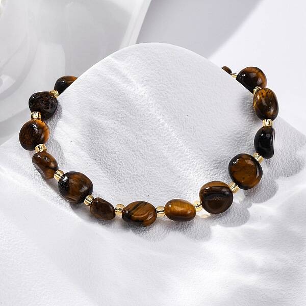 Natural Tiger Eye Beaded Bracelets for Women