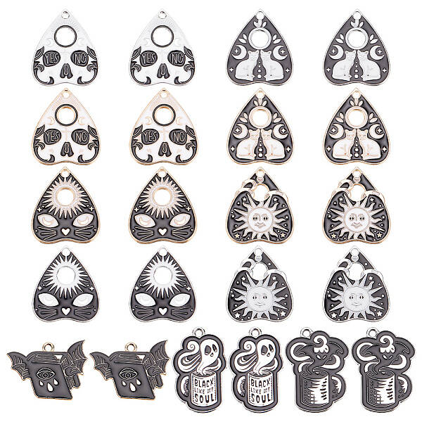 22Pcs 11 Styles Alloy Enamel Pendants