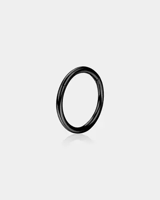 Titanium Hinged Segment Nose Ring - Black / 9mm