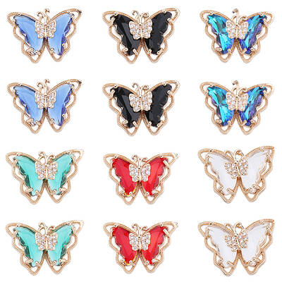 24Pcs 6 Colors Brass with Glass Pendants