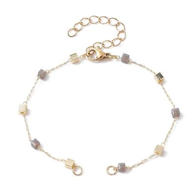 Handmade Brass Cube Beaded Link Chain Bracelet Making