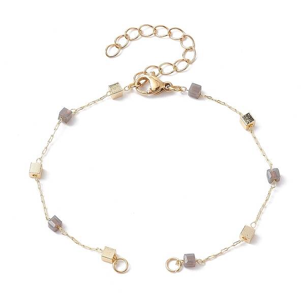 Handmade Brass Cube Beaded Link Chain Bracelet Making