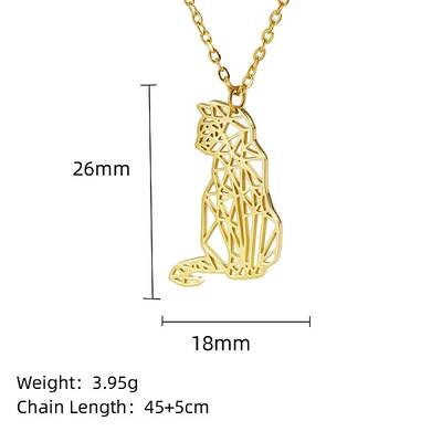 Stainless Steel Geometric Artistic Hollow Animal Pendant Necklaces