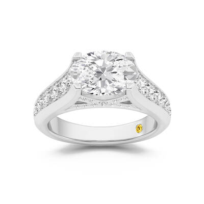 Astra Graduated Pavé Set Oval Lab Grown Diamond Engagement Ring | 14K White Gold 4 CT. TW.