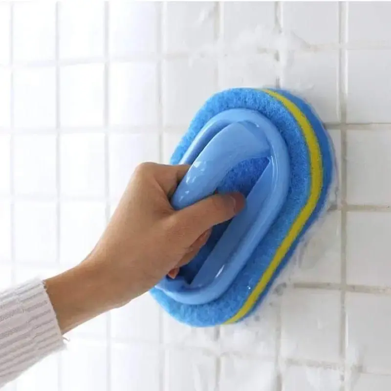 Bathroom Sponge Scrubber, 1 Count Cleaning Brush With Handle For Tub, Tile, Household Bathroom Cleaning Tool, Cleaning Suppli...