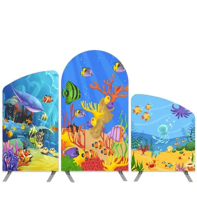 Aperturee Under The Sea Theme Cartoon Arch Backdrop Kit | Custom Arched Wall Covers | Diy Round Arch Backdrop | Chiara Wall B...