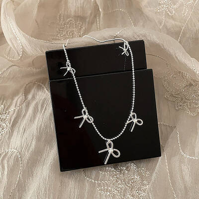 Brass Bowknot Bib Ball Chain Necklaces for Women