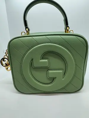 Pre-owned GUCCI leather Crossbody Bags Blondie Top Handel Bag in Green with Gold Hardware