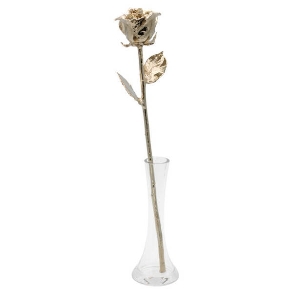 17 Platinum Dipped Rose in Eiffel Tower Vase