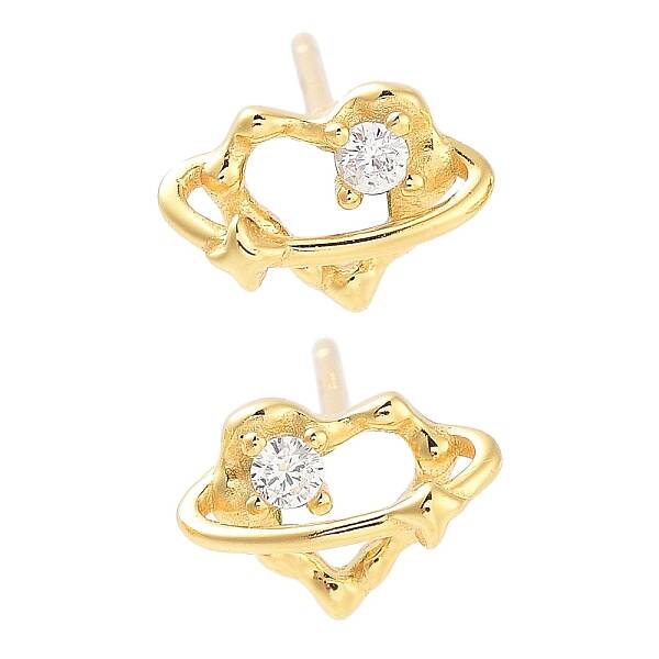 925 Sterling Silver Micro Pave Clear Cubic Zirconia Stud Earrings for Women
