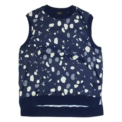 TED BAKER Womens Printed Vest Blue Sleeveless Silk Spotted L
