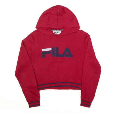 FILA Cropped Hoodie Red Pullover Womens S