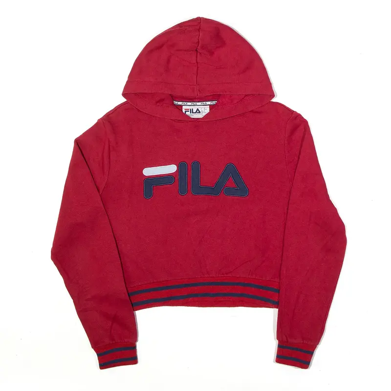 FILA Cropped Hoodie Red Pullover Womens S