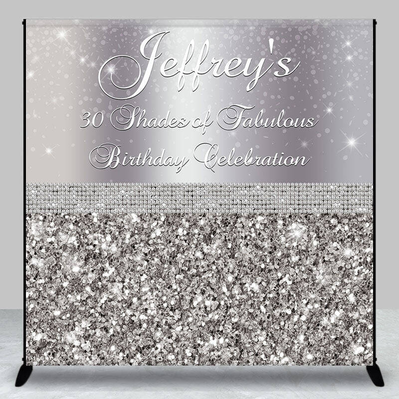 Silver Sequin Diamonds Custom 30th Birthday Backdrop - Aperturee