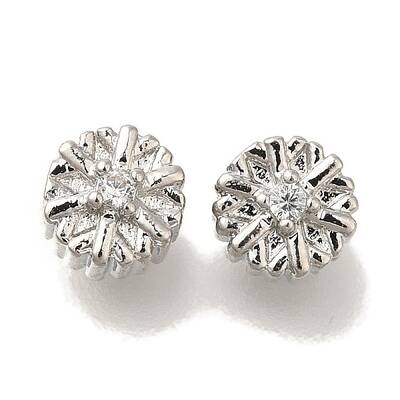 Brass Micro Pave Cubic Zirconia Beads