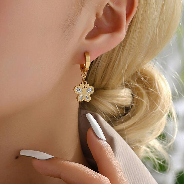 Fashionable Classic Butterfly Stainless Steel Hoop Earrings