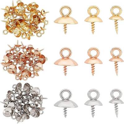 90Pcs 9 Style 304 Stainless Steel Peg Bails Pendants