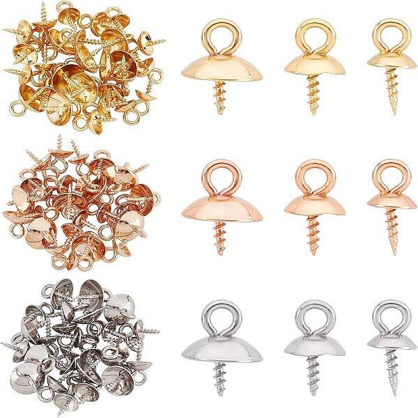 90Pcs 9 Style 304 Stainless Steel Peg Bails Pendants